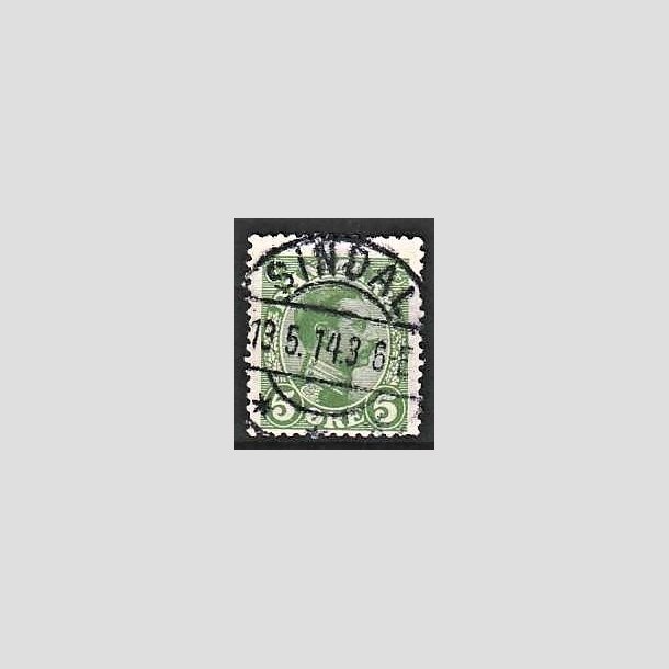 FRIMRKER DANMARK | 1913 - AFA 68 - Chr. X 5 re grn - Pragt Stemplet Sindal