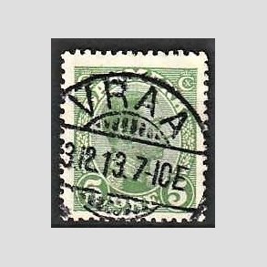FRIMRKER DANMARK | 1913 - AFA 68 - Chr. X 5 re grn - Pragt Stemplet Vraa