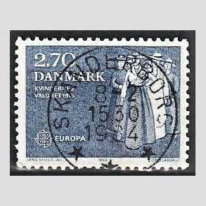 FRIM�RKER DANMARK | 1982 - AFA 748 - Europam�rker - 2,70 Kr. bl� - Lux Stemplet Skanderborg