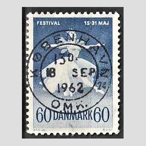FRIM�RKER DANMARK | 1962 - AFA 406 - Ballet og musik - 60 �re bl� - Pragt Stemplet