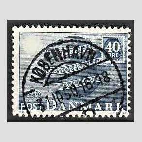 FRIM�RKER DANMARK | 1949 - AFA 316 - Verdenspostforeningen 75 �r - 40 �re bl� - Lux Stemplet K�benhavn