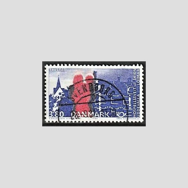 FRIMRKER DANMARK | 1986 - AFA 860 - Venskabsbyer - 3,80 Kr. rd/bl - Pragt Stemplet Svendborg