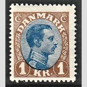 FRIMRKER DANMARK | 1921-22 - AFA 131 - Chr. X 1 Kr. brun/bl Type I - Ubrugt