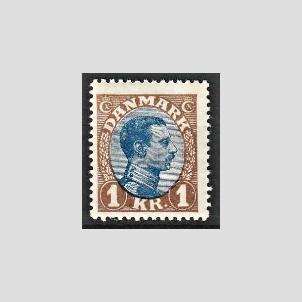 FRIMRKER DANMARK | 1921-22 - AFA 131 - Chr. X 1 Kr. brun/bl Type I - Ubrugt