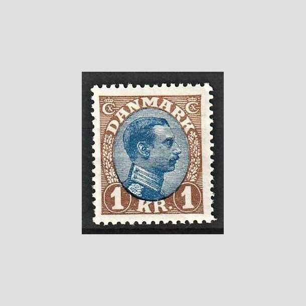 FRIMRKER DANMARK | 1921-22 - AFA 131 - Chr. X 1 Kr. brun/bl Type I - Ubrugt