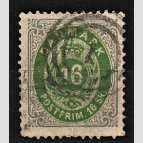 FRIMRKER DANMARK | 1871-74 - AFA 20 - 16 Skilling gr/grn - Stemplet