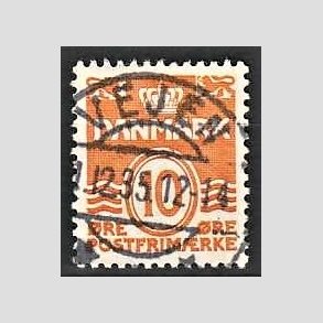 FRIM�RKER DANMARK | 1933 - AFA 202 - B�lgelinie 10 �re orange type IA - Lux Stemplet Vejen