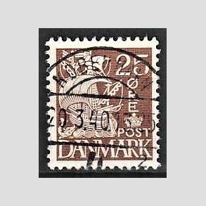 FRIM�RKER DANMARK | 1937-40 - AFA 214a - Karavel 25 �re brun Type II - Lux Stemplet K�benhavn
