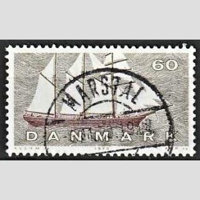 FRIM�RKER DANMARK | 1970 - AFA 505 - Dansk Skibsfart - 60 �re gr�oliv/r�dbrun - Pragt Stemplet Marstal