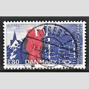 FRIM�RKER DANMARK | 1986 - AFA 860 - Venskabsbyer - 3,80 Kr. r�d/bl� - Pragt Stemplet Toreby