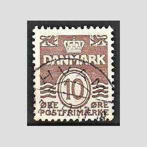 FRIM�RKER DANMARK | 1937 - AFA 235 - B�lgelinie 10 �re brun - Pragt Stemplet Hvam