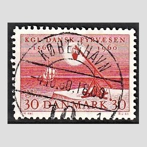 FRIM�RKER DANMARK | 1960 - AFA 386 - Fyr & Vagerv�snet 400 �r - 30 �re r�d - Pragt Stemplet