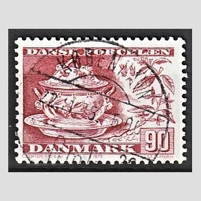 FRIM�RKER DANMARK | 1975 - AFA 589 - Dansk porcel�n - 90 �re r�d - Pragt Stemplet 