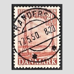 FRIM�RKER DANMARK | 1950 - AFA 317 - Statsradiofonien 25 �r - 20 �re r�d - Pragt Stemplet Randers