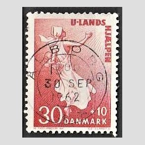 FRIMRKER DANMARK | 1962 - AFA 408 - Bistand - 30 + 10 re karamin - Pragt Stemplet lborg