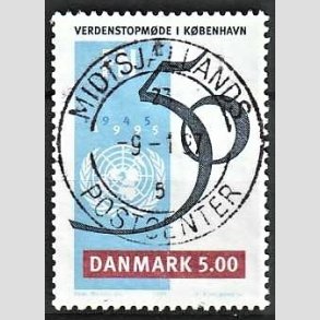 FRIM�RKER DANMARK | 1995 - AFA 1085 - FN 50 �r - 5,00 Kr. flerfarvet - Pragt Stemplet
