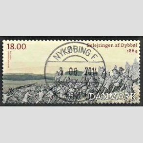 FRIM�RKER DANMARK | 2014 - AFA 1771 - Dybb�l 1864 - 18,00 Kr. flerfarvet - Pragt Stemplet Nyk�bing F