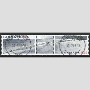 FRIM�RKER DANMARK | 1998 - AFA 1174-75 - Sammentryk med vignet - 5,00 Kr. flerfarvet - Pragt Stemplet Frederiksv�rk