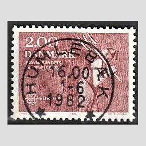 FRIM�RKER DANMARK | 1982 - AFA 747 - Europam�rker - 2,00 Kr. r�d - Pragt Stemplet Humleb�k