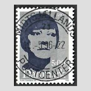 FRIM�RKER DANMARK | 1996 - AFA 1117 - Ber�mte kvinder - 5,00 kr. gr�/m�rkbl� - Pragt Stemplet