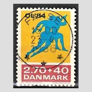 FRIMRKER DANMARK | 1984 - AFA 798 - Olympiske Lege 1984 - 2,70 Kr. + 40 re gul/rd/bl - Pragt Stemplet Fakse