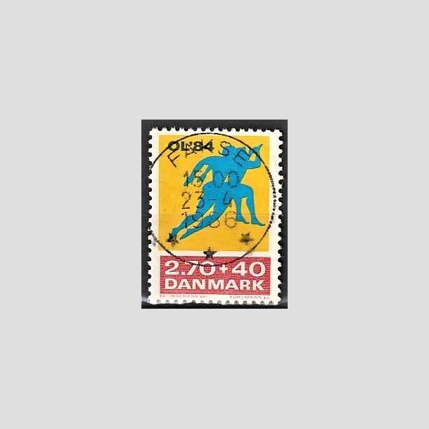 FRIMRKER DANMARK | 1984 - AFA 798 - Olympiske Lege 1984 - 2,70 Kr. + 40 re gul/rd/bl - Pragt Stemplet Fakse