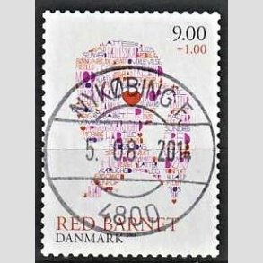 FRIMRKER DANMARK | 2013 - AFA 1768 - Red barnet - 9,00 + 1 Kr. flerfarvet - Pragt Stemplet Nykbing F