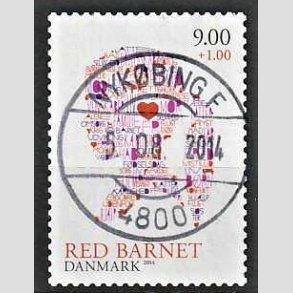 FRIMRKER DANMARK | 2013 - AFA 1768 - Red barnet - 9,00 + 1 Kr. flerfarvet - Pragt Stemplet Nykbing F