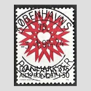 FRIMRKER DANMARK | 1996 - AFA 1130 - AIDS-Fondet - 3,75 Kr. + 50 re rd/sort - Pragt Stemplet