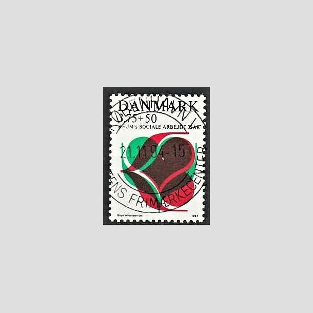 FRIMRKER DANMARK | 1993 - AFA 1052 - KFUM 75 r. - 3,75 Kr. + 50 re rd/grn/sort - Pragt Stemplet