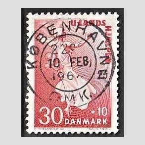 FRIMRKER DANMARK | 1962 - AFA 408 - Bistand - 30 + 10 re karamin - Pragt Stemplet Kbenhavn