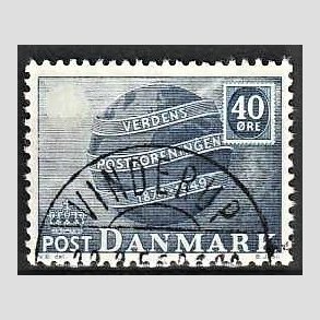 FRIM�RKER DANMARK | 1949 - AFA 316 - Verdenspostforeningen 75 �r - 40 �re bl� - Lux Stemplet Vinderup