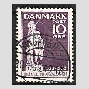 FRIM�RKER DANMARK | 1938 - AFA 250 - Thorvaldsen 10 �re violet - Lux Stemplet Ringk�bing