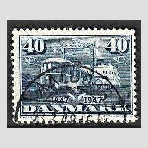 FRIM�RKER DANMARK | 1947 - AFA 304 - Danske jernbaner 100 �r - 40 �re bl� - Pragt Stemplet Aalborg