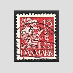 FRIM�RKER DANMARK | 1937-40 - AFA 203a - Karavel 15 �re r�d Type II - Lux Stemplet Faxe