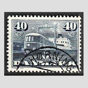 FRIM�RKER DANMARK | 1947 - AFA 304 - Danske jernbaner 100 �r - 40 �re bl� - Pragt Stemplet H�rning