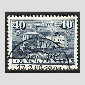 FRIM�RKER DANMARK | 1947 - AFA 304 - Danske jernbaner 100 �r - 40 �re bl� - Pragt Stemplet N�stved