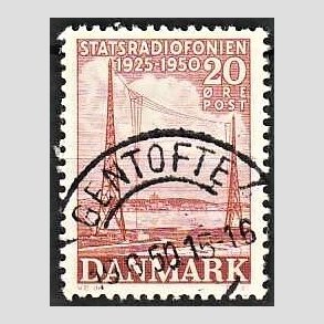 FRIM�RKER DANMARK | 1950 - AFA 317 - Statsradiofonien 25 �r - 20 �re r�d - Pragt Stemplet Gentofte