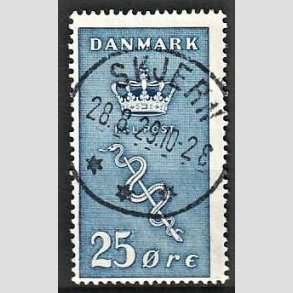 FRIM�RKER DANMARK | 1929 - AFA 180 - 25+5 �re bl� Kr�ftfrim�rke - Lux Stemplet Skjern (Sj�lden)