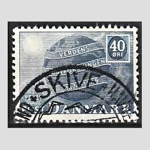 FRIM�RKER DANMARK | 1949 - AFA 316 - Verdenspostforeningen 75 �r - 40 �re bl� - Lux Stemplet Skive