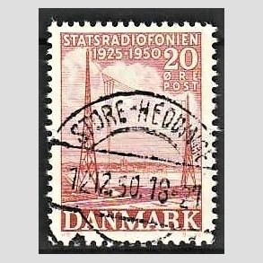 FRIM�RKER DANMARK | 1950 - AFA 317 - Statsradiofonien 25 �r - 20 �re r�d - Pragt Stemplet Store-HeddingeGentofte