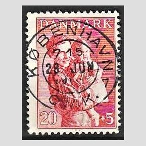 FRIMRKER DANMARK | 1943 - AFA 281 - Brneforsorg - 20 + 5 re rd - Pragt Stemplet 