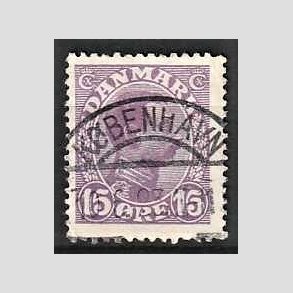 FRIMRKER DANMARK | 1913 - AFA 70 - Chr. X 15 re violet - Lux Stemplet Kbenhavn