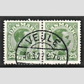FRIMRKER DANMARK | 1925-26 - AFA 148 - Chr. X 25 re grn i par - Lux Stemplet Vejle