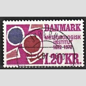 FRIM�RKER DANMARK | 1972 - AFA 523 - Meterologisk Institut 100 �r - 1,20 Kr. r�dviolet/r�dbrun/bl� - Lux Stemplet Jyderup