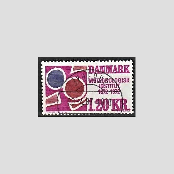 FRIMRKER DANMARK | 1972 - AFA 523 - Meterologisk Institut 100 r - 1,20 Kr. rdviolet/rdbrun/bl - Lux Stemplet Jyderup