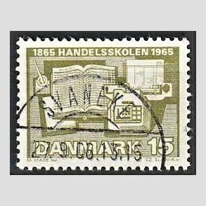 FRIM�RKER DANMARK | 1965 - AFA 429 - �rhus Handelsskole 100 �r - 15 �re olivgr�n - Lux Stemplet Svaneke