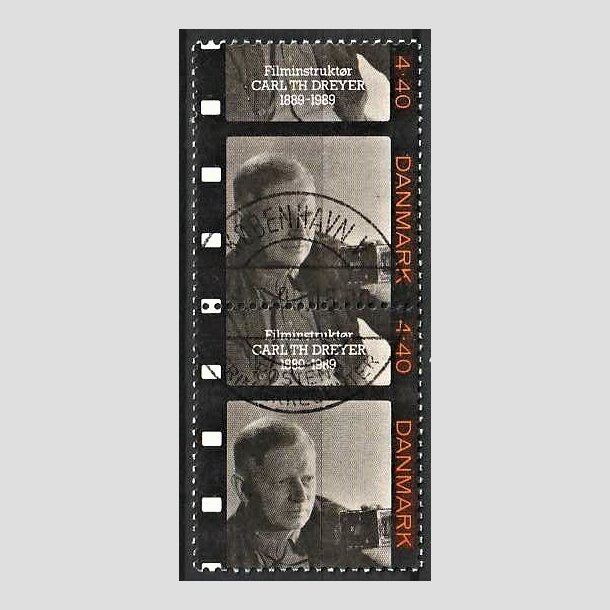 FRIMRKER DANMARK | 1989 - AFA 948 - Dansk film - 4,40 Kr. sort/orange/brunlig lodret parstykke - Pragt Stemplet