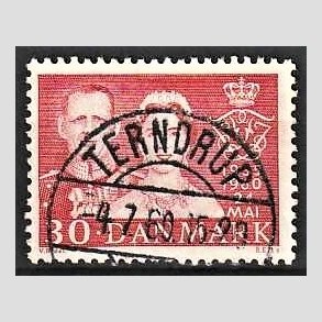 FRIM�RKER DANMARK | 1960 - AFA 384 - S�lvbryllup - 30 �re r�d - Pragt Stemplet Terndrup