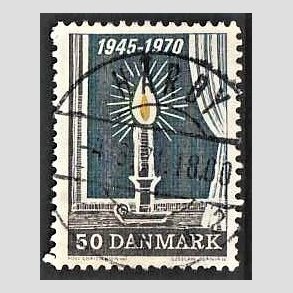 FRIM�RKER DANMARK | 1970 - AFA 496 - Danmark bes�ttelses oph�r 25 �r - 50 �re brun/gul/gr� - Pragt Stemplet H�rby